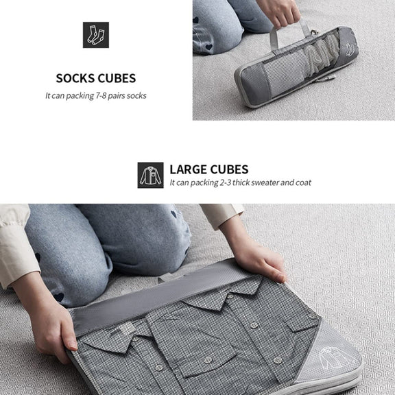 6 In 1 Compression Mesh Travel Cubes Clothes Underwear Packing Bags(Black)