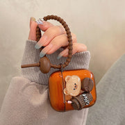 For AirPods 2 / 1 Cartoon 3D Coffee Bear Headphones Case Protective Shell Cover