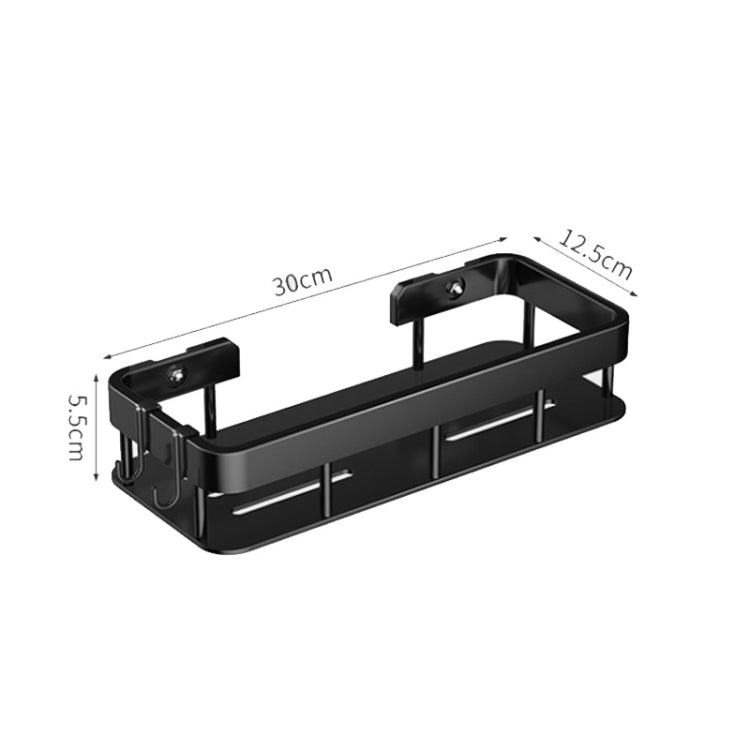 Wall-mounted Kitchen and Bathroom Storage Rack with 4 Hooks, Spec: Shelf + Pole+Cup