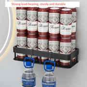 Wall-mounted Kitchen and Bathroom Storage Rack with 4 Hooks, Spec: Shelf + Pole+Cup