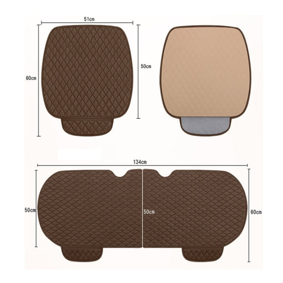 Non-Slip Rhombus Imitation Linen Car Seat Cushion, Color: Beige Back Row