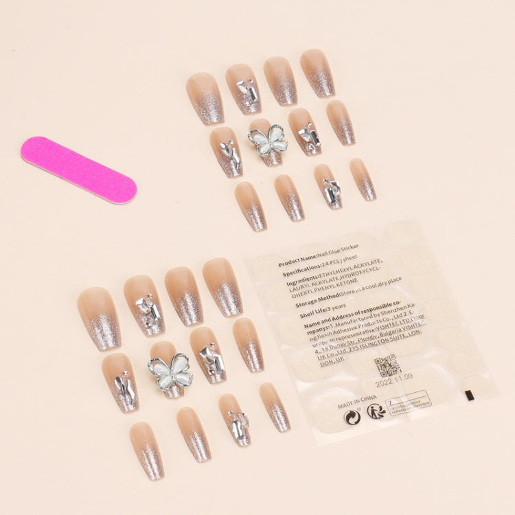24pcs/box Handmade Nail Glitter Nail Jelly Glue Finished Patch, Color: BY43(Wear Tool Bag)