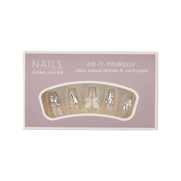 24pcs/box Handmade Nail Glitter Nail Jelly Glue Finished Patch, Color: BS2040(Wear Tool Bag)