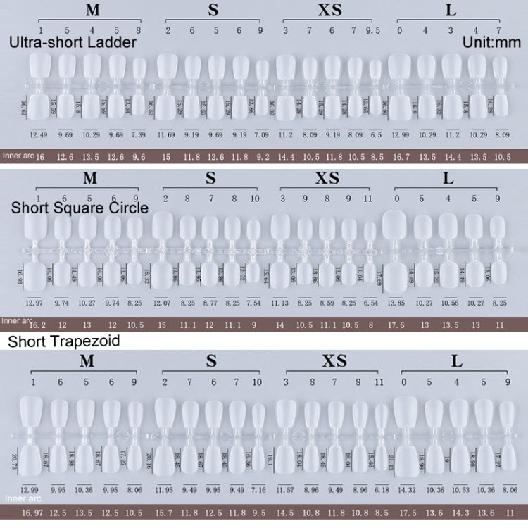 10pairs Of 100pcs/Box Frosted False Nails Artificial Tip, Shape: Ultra-short Ladder M