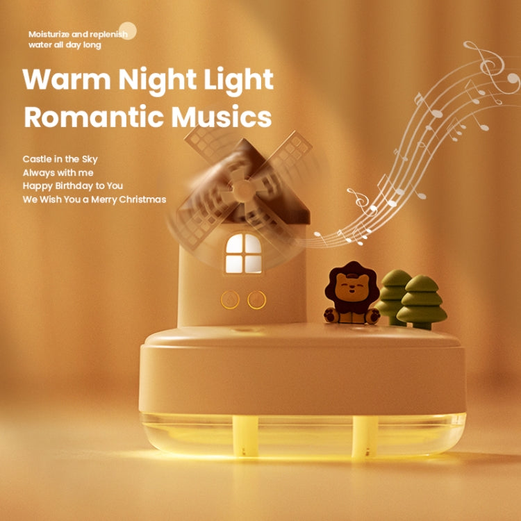 ZAY-H007 LED Light Double Spray Wireless Mini Desktop Windmill Music Humidifier(White)