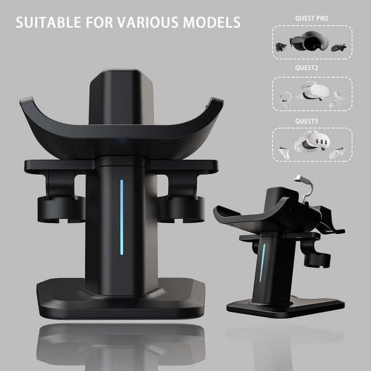 For Meta Quest 3 / 2 / Pro Charging Storage Stand With RGB Lights(Black)