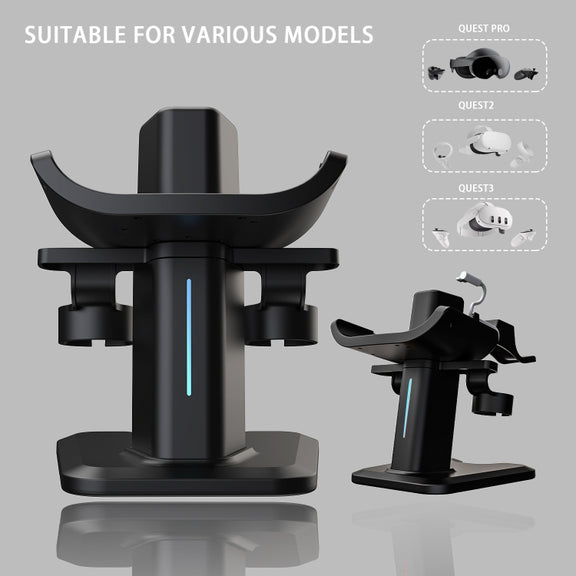 For Meta Quest 3 / 2 / Pro Charging Storage Stand With RGB Lights(Black)