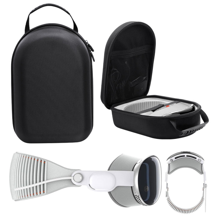For Apple Vision Pro Storage Bag VR Headwear EVA Portable Hard Case(Cloth Pattern Black)