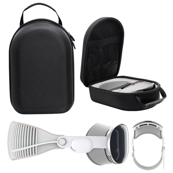 For Apple Vision Pro Storage Bag VR Headwear EVA Portable Hard Case(Cloth Pattern Black)