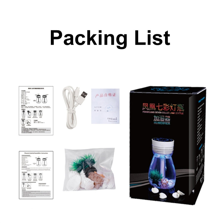 FH-068 Mini USB Car Home Colorful Light Bottle Micro Landscape Humidifier(White)