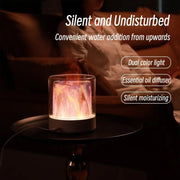 Colorful Light Flame Aromatherapy Humidifier Home Ambient Light Desktop Fragrance Diffuser(White)