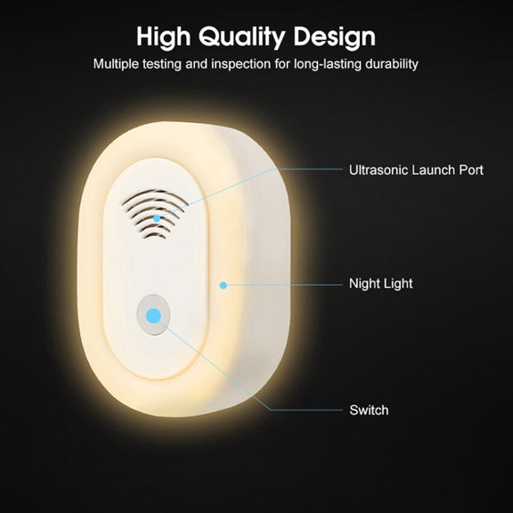 Adjustable Night Light Ultrasonic Mosquito Repeller Mini Home Electronic Mouse Repeller, Spec: US Plug(White)