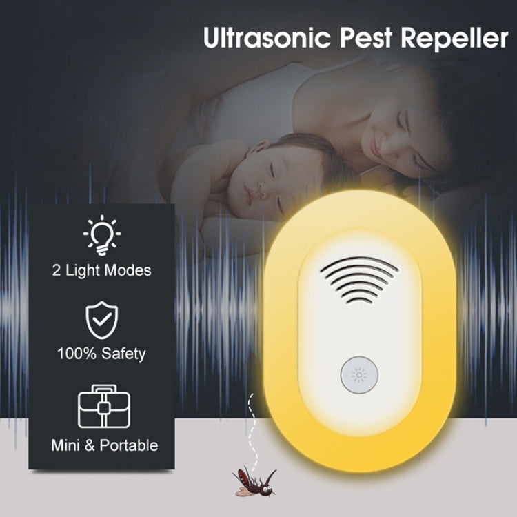 Adjustable Night Light Ultrasonic Mosquito Repeller Mini Home Electronic Mouse Repeller, Spec: US Plug(White)