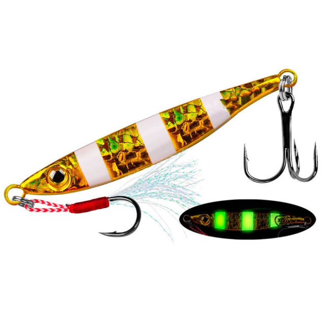 PROBEROS LF126 Long Casting Lead Fish Bait Freshwater Sea Fishing Fish Lures Sequins, Weight: 20g(Luminous Color A)