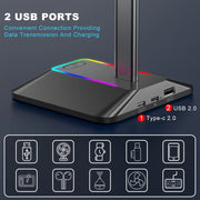 New Bee Dual Output Colorful Headset Display Rack HUB Expansion Headphone Holder, Color: Z8 Black