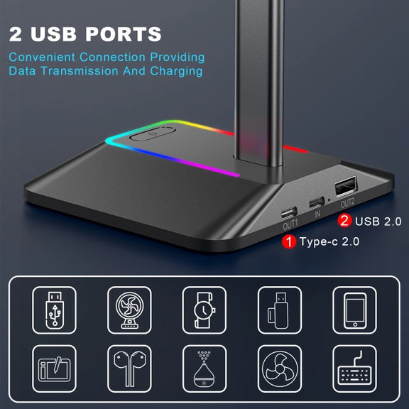 New Bee Dual Output Colorful Headset Display Rack HUB Expansion Headphone Holder, Color: Z8 Black