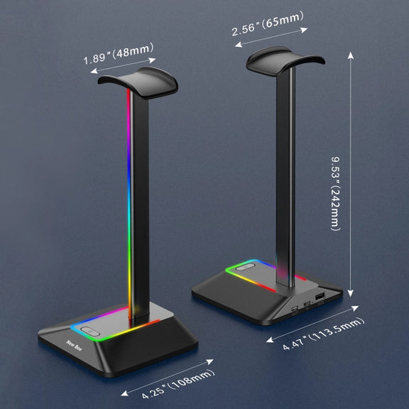 New Bee Dual Output Colorful Headset Display Rack HUB Expansion Headphone Holder, Color: Z8 Black