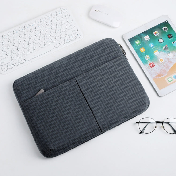 10/11 Inch Houndstooth Pattern Oxford Cloth Laptop Bag Water-resistant Tablet Storage Bag(Dark Gray)
