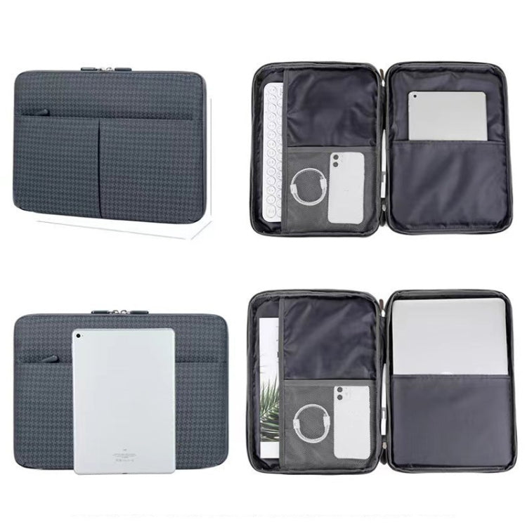 10/11 Inch Houndstooth Pattern Oxford Cloth Laptop Bag Water-resistant Tablet Storage Bag(Dark Gray)