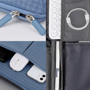 10/11 Inch Houndstooth Pattern Oxford Cloth Laptop Bag Water-resistant Tablet Storage Bag(Haze Blue)