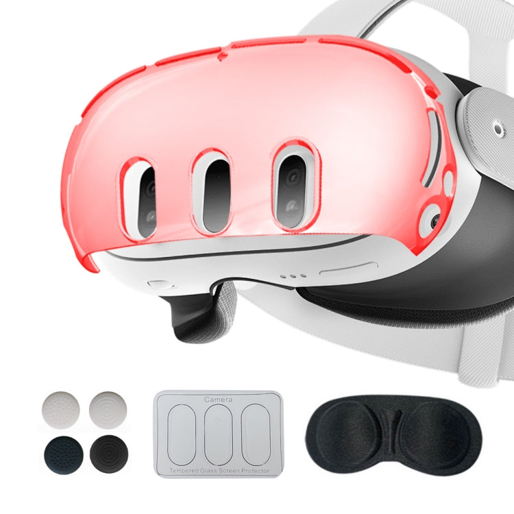 For Meta Quest 3 PC Protective Shell, Style: 7 In 1 (Ordinary Transparent Red)