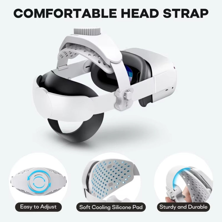 DEVASO VR Glasses Retractable Adjustable Headband Accessories For Meta Quest 3S / Meta Quest 3 / Meta Quest 2 / Meta Quest Pro / Pico 4 / Pico 4 Pro(White)