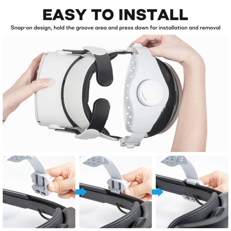 DEVASO VR Glasses Retractable Adjustable Headband Accessories For Meta Quest 3S / Meta Quest 3 / Meta Quest 2 / Meta Quest Pro / Pico 4 / Pico 4 Pro(White)