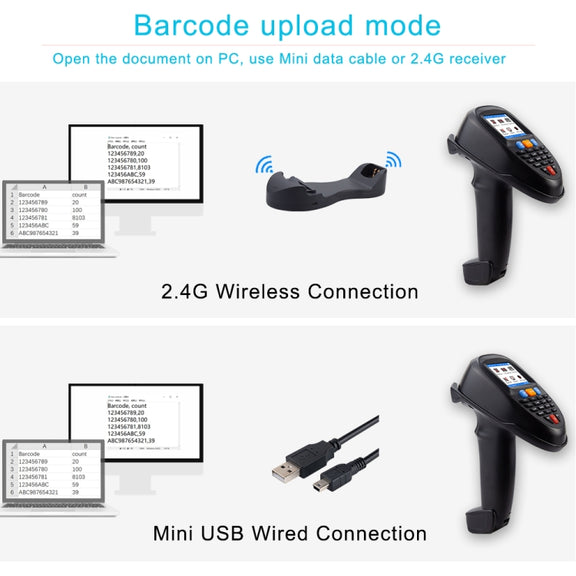NEWSCAN 1D Laser  Wireless Barcode Reader Scanner Data Collector With 2.2-Inch LCD Screen