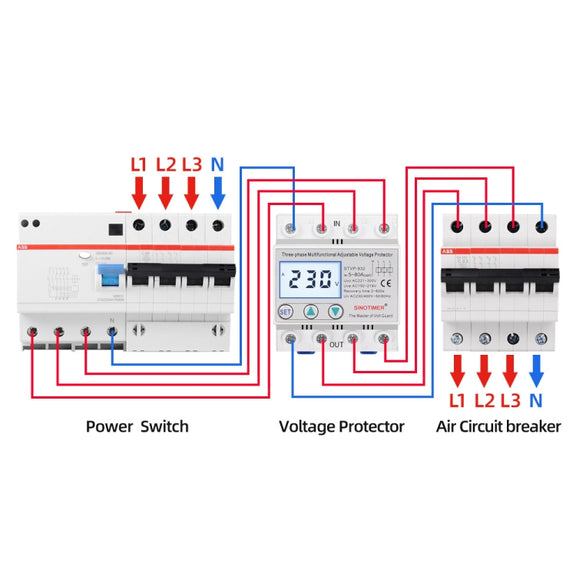 SINOTIMER STVP-932 80A 3-phase 380V LCD Self-resetting Adjustable Surge Voltage Protector