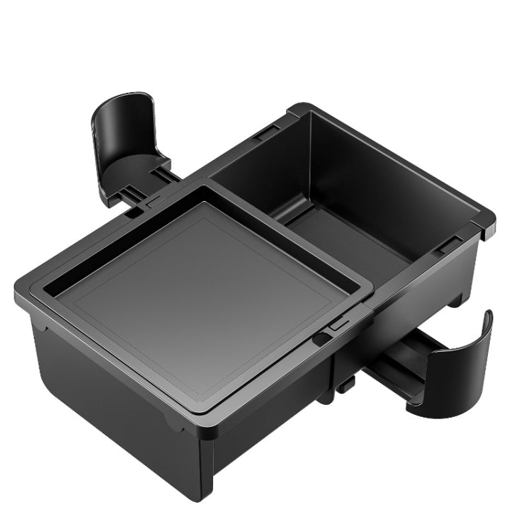 Car Seat Armrest Storage Box Adjustable Tissue Box(Black+Cover Plate)