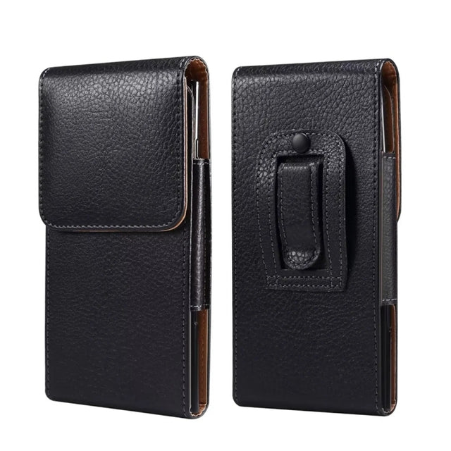 4.7 Inch  Men Vertical Mobile Phone Waist Bag Litchi Pattern Back Clip Buckle Belt Leather Case
