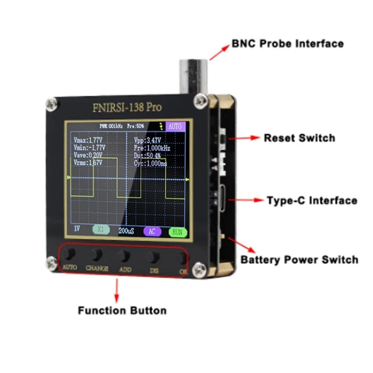 FNIRSI Handheld Small Teaching Maintenance Digital Oscilloscope, Specification: Upgrade Without Battery