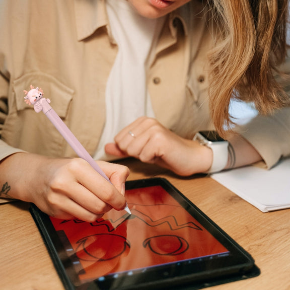 For Apple Pencil 2 AhaStyle Cartoon Dragon Pen Case Capacitive Stylus Silicone Cover(Pink)