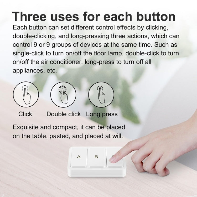 Zigbee Tuya Smart 3-key Situational Wireless Smart Switch(3 Road)
