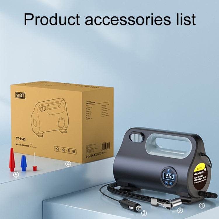 SUITU ST-5523 Vehicle Portable Pneumatic Pump With Cable Powerful Automobile Tire Inflator, Model: Pointer