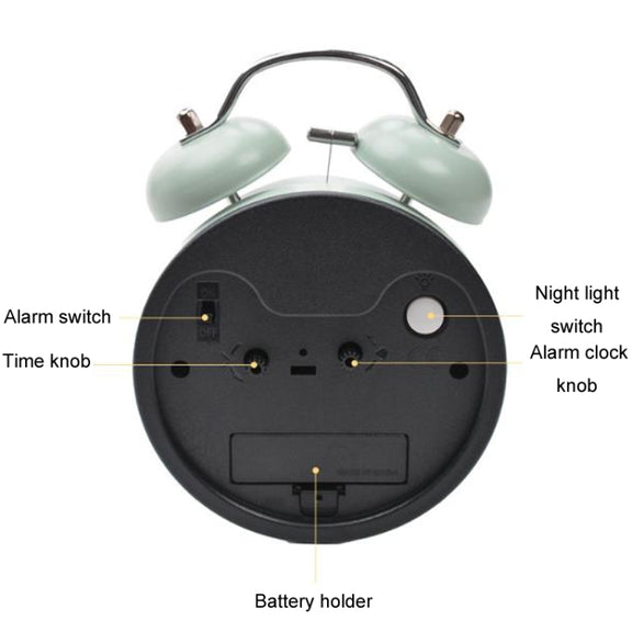 4 inch Early Learning Dual Ring Round Alarm Clock Student Bedside Metal Alarm Bell(White)