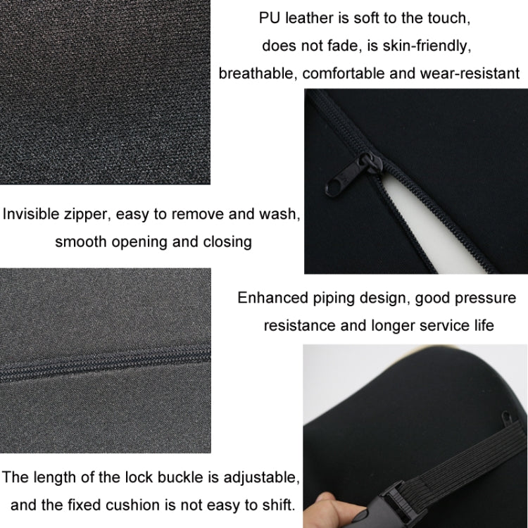 Leather Memory Foam All Season Car Seat Neck Support Cushion Headrest+Waist Pad(Beige)