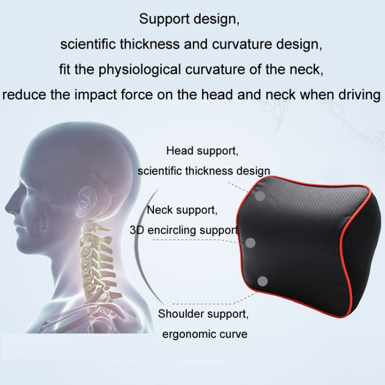 Leather Memory Foam All Season Car Seat Neck Support Cushion Headrest+Waist Pad(Beige)