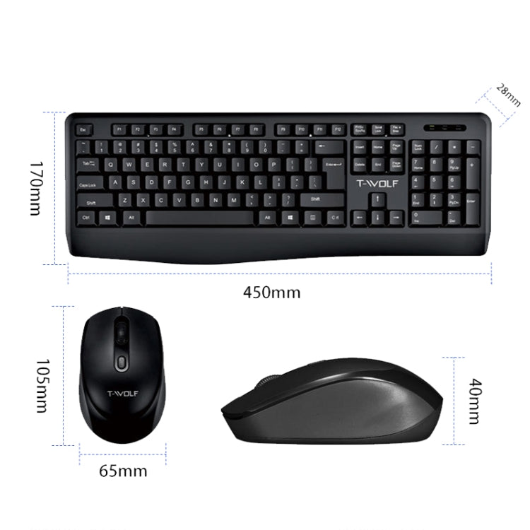 T-WOLF TF-100 2.4G Bluetooth Laptop Office Wireless Keyboard and Mouse Set(Set)