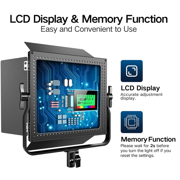 Pixel K80 RGB 45W 2600-10000K 552 LEDs Photography Fill Light Panel Lamp With LCD Display,US Plug Standard Set
