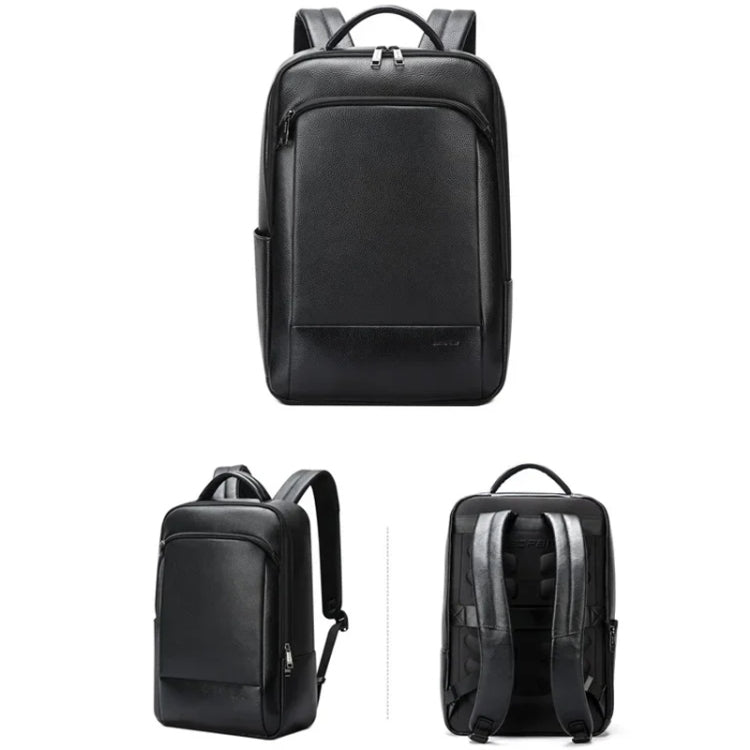 Bopai 61-123311 Large-Capacity First-Layer Cowhide Business Laptop Backpack(Black)