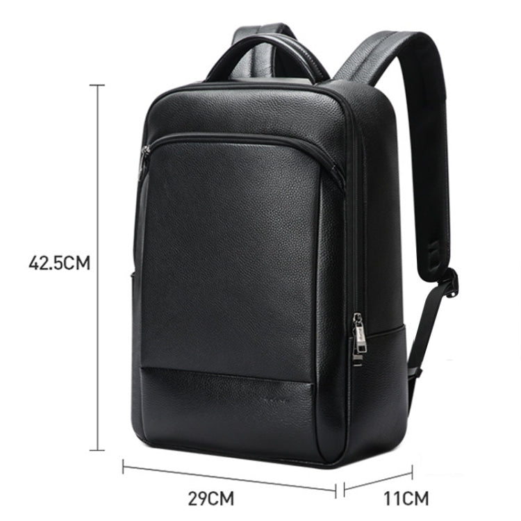Bopai 61-123311 Large-Capacity First-Layer Cowhide Business Laptop Backpack(Black)