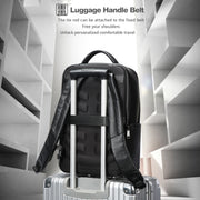 Bopai 61-123311 Large-Capacity First-Layer Cowhide Business Laptop Backpack(Black)