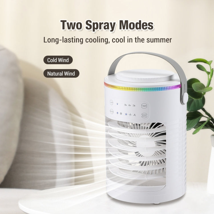 CF-516 USB Home Timed Desktop RGB Light Adjustable Spray Humidification Cooler Fan(White)