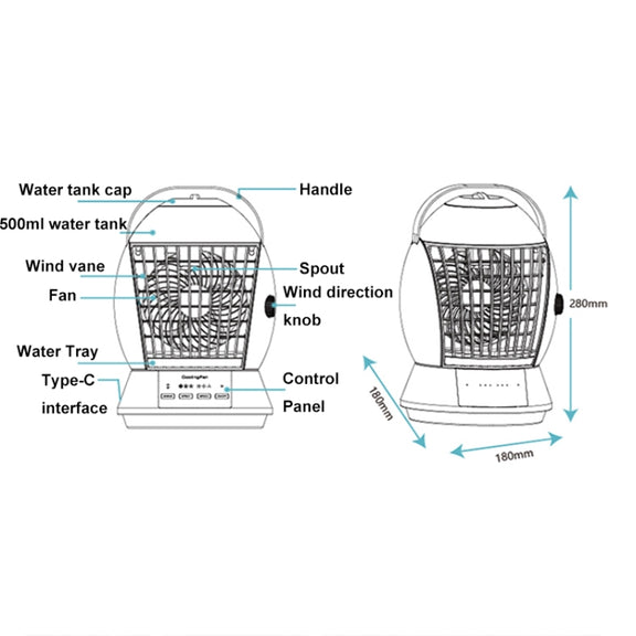 CF-009 USB Touch Spray Humidification Air Conditioning Fan Desktop Office Air Cooler(White)