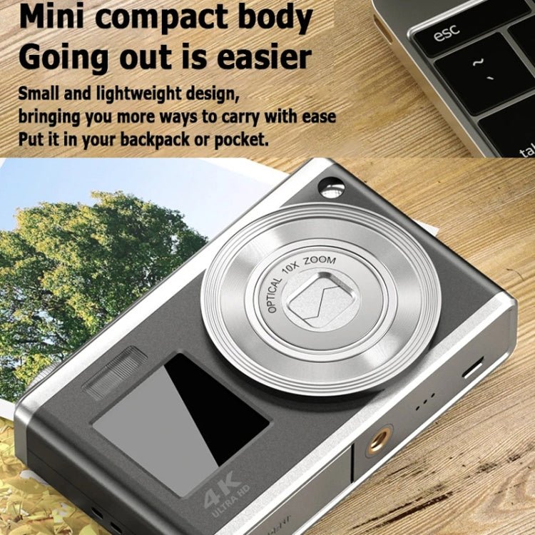 4K HD Optical Zoom Digital Camera 60MP Dual Screen Selfie Camera, No Memory(Black)