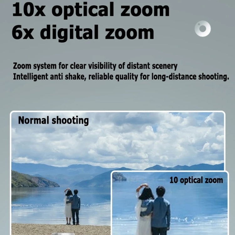 4K HD Optical Zoom Digital Camera 60MP Dual Screen Selfie Camera, No Memory(Black)