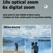 4K HD Optical Zoom Digital Camera 60MP Dual Screen Selfie Camera, No Memory(Black)