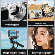 4K HD Optical Zoom Digital Camera 60MP Dual Screen Selfie Camera, No Memory(Black)