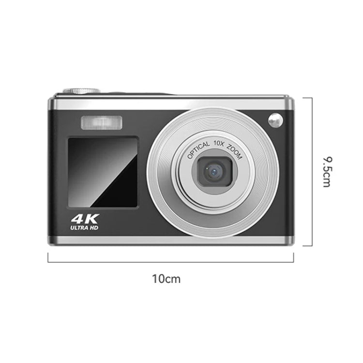 4K HD Optical Zoom Digital Camera 60MP Dual Screen Selfie Camera, No Memory(Black)